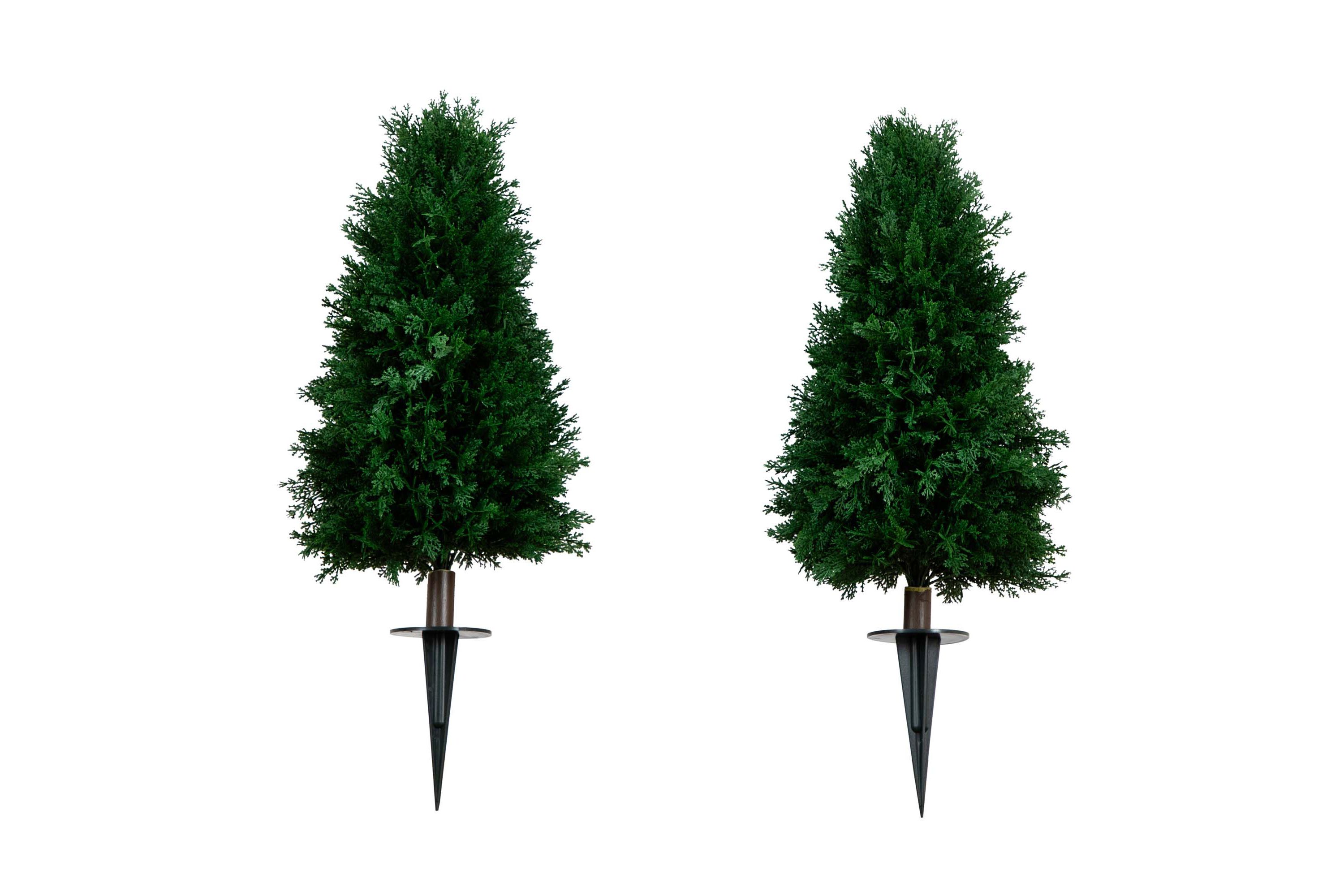 2.5ft. UV Resistant Artificial Cedar Plant with Integrated Ground Stake (Indoor/Outdoor) - Set of 2