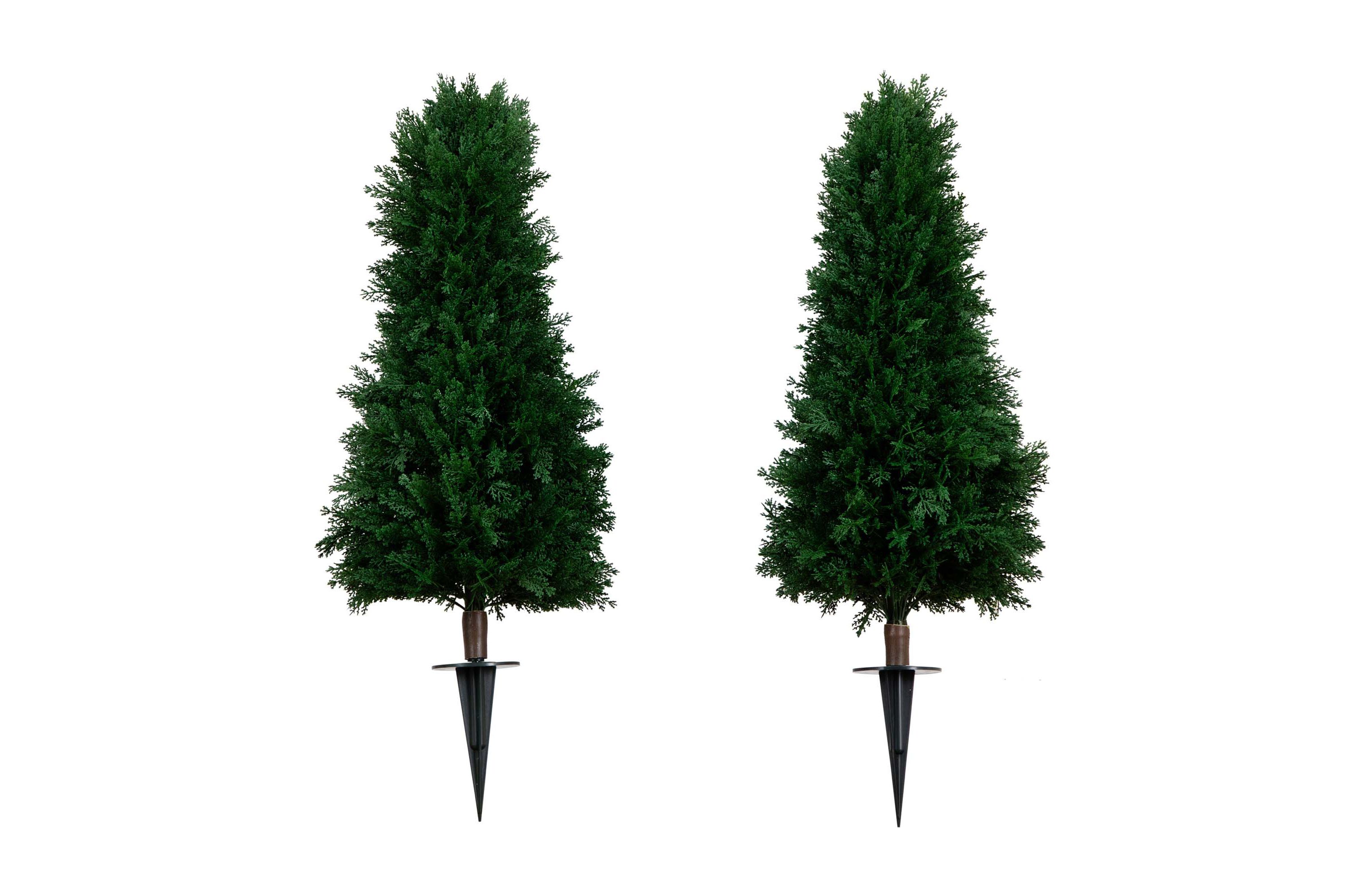 3ft. UV Resistant Artificial Cedar Plant with Integrated Ground Stake (Indoor/Outdoor) - Set of 2
