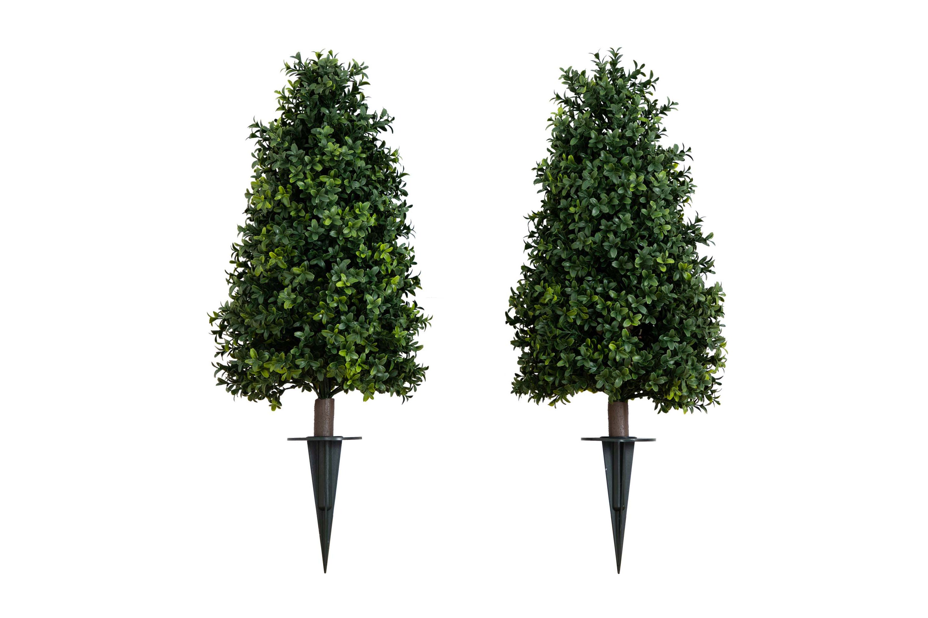 2.5ft. UV Resistant Artificial Boxwood Plant with Integrated Ground Stake (Indoor/Outdoor) - Set of 2