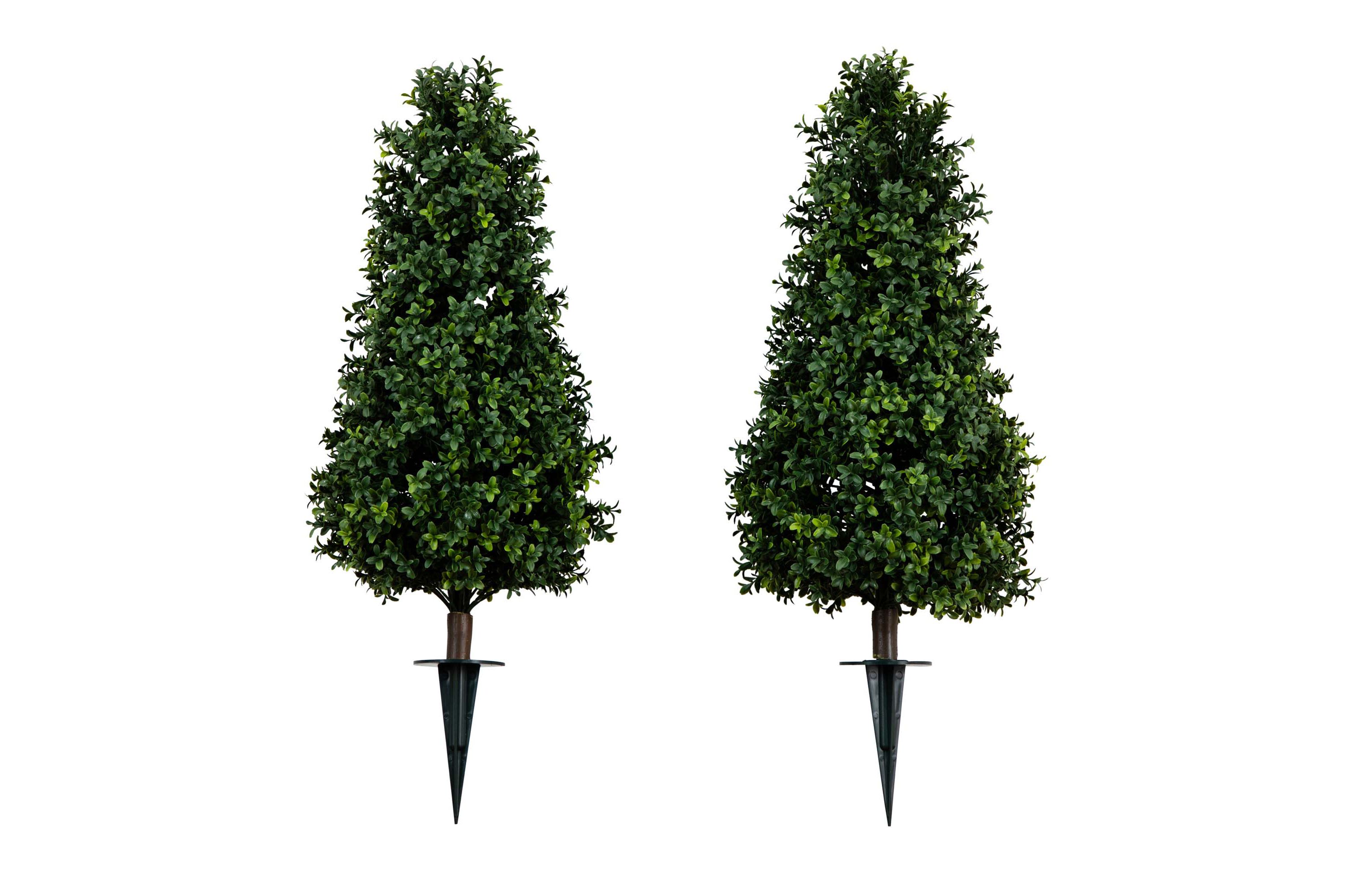 3ft. UV Resistant Artificial Boxwood Plant with Integrated Ground Stake (Indoor/Outdoor) - Set of 2