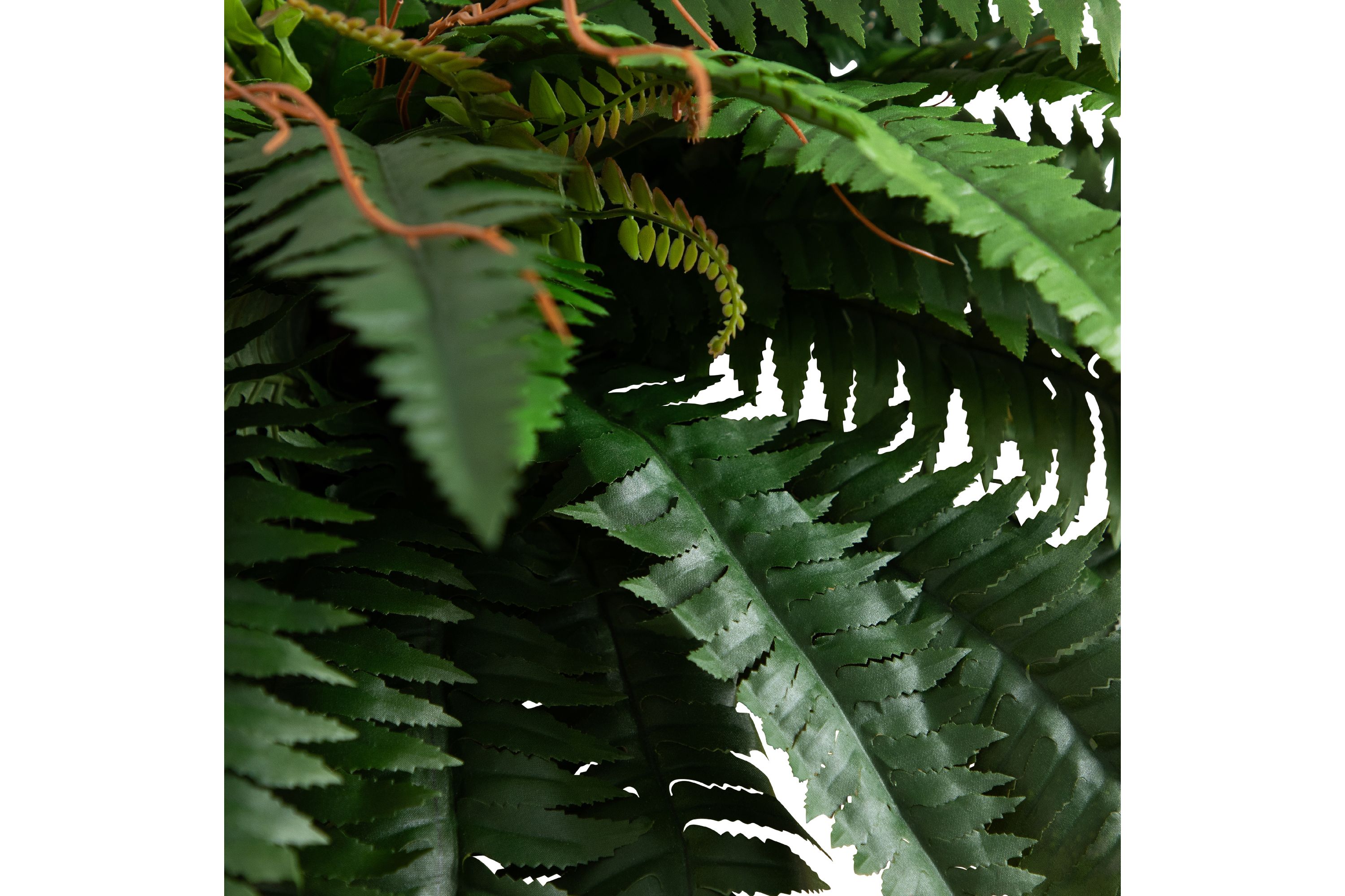31in. Artificial Boston Fern in Patina Metal Planter with Stand