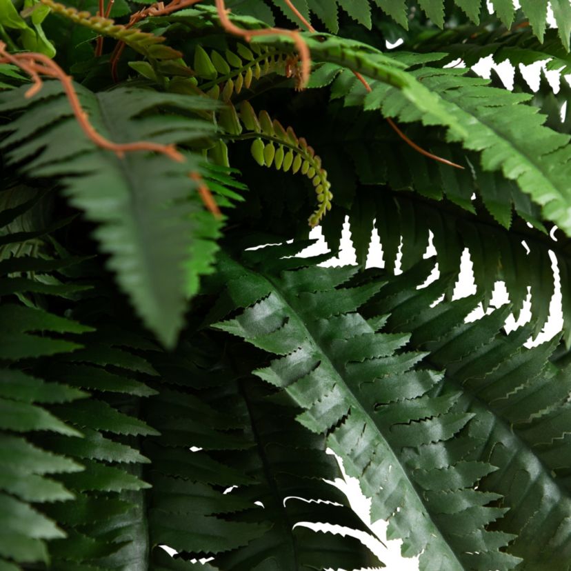 31in. Artificial Boston Fern in Patina Metal Planter with Stand