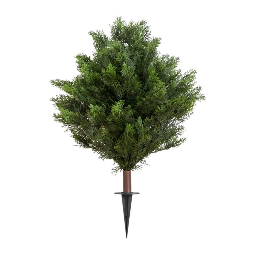 3-Foot UV Resistant Artificial Cedar Bush with Integrated Ground Stake (Indoor/Outdoor)