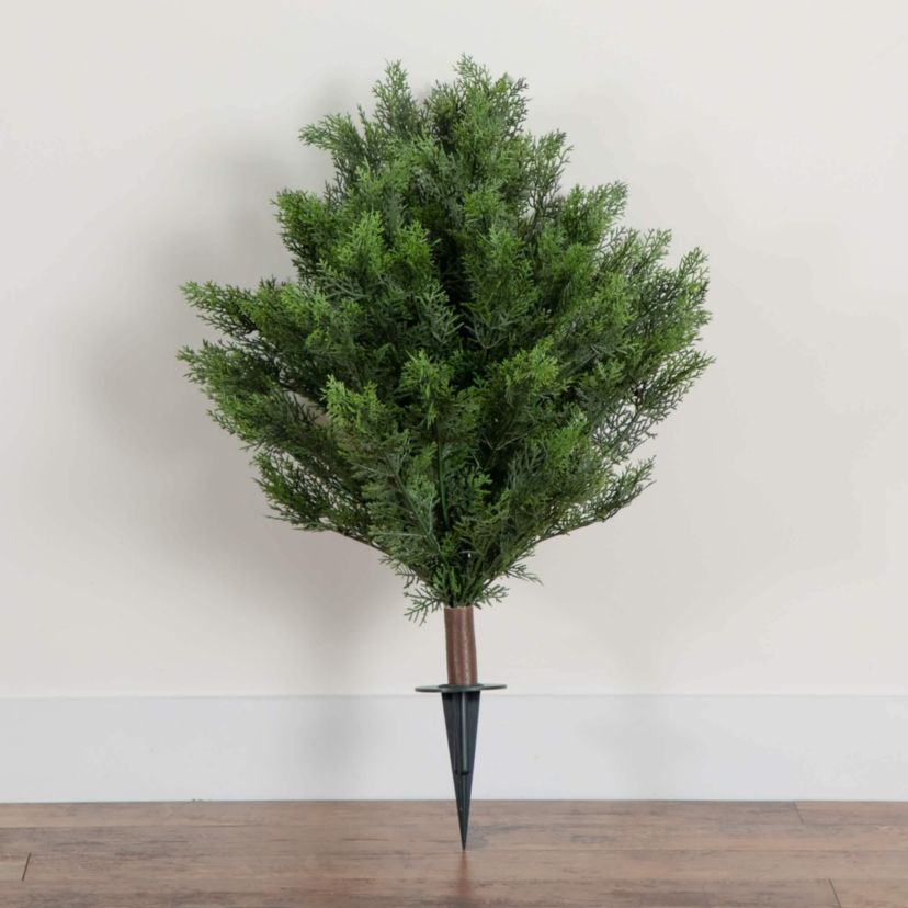 3-Foot UV Resistant Artificial Cedar Bush with Integrated Ground Stake (Indoor/Outdoor)
