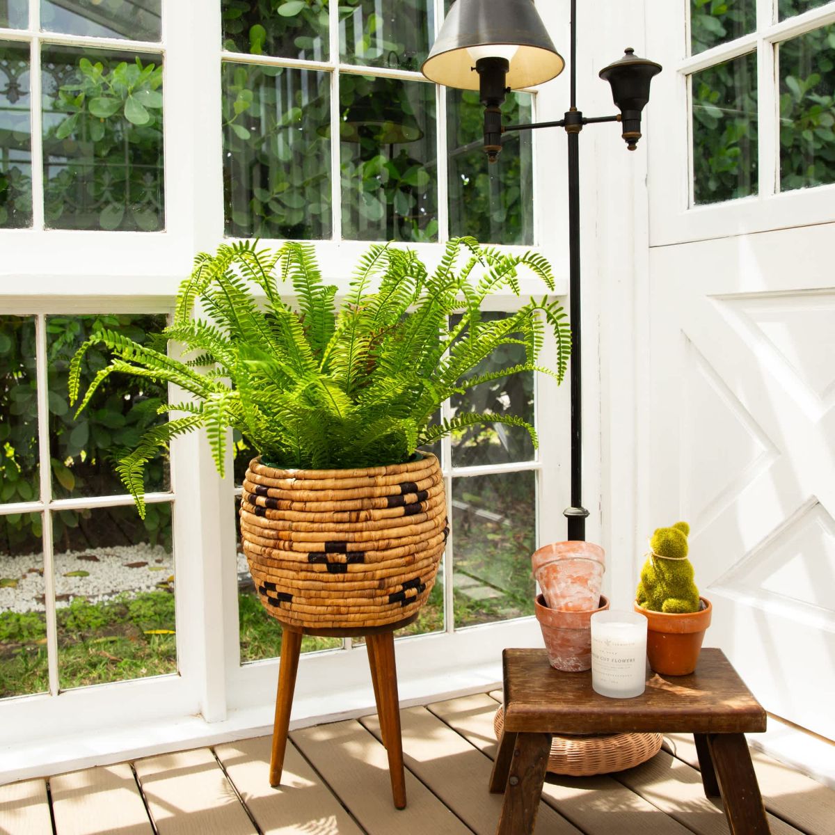 27-Inch UV Resistant Artificial Boston Fern Plant with Real Touch Leaves (Indoor/Outdoor)