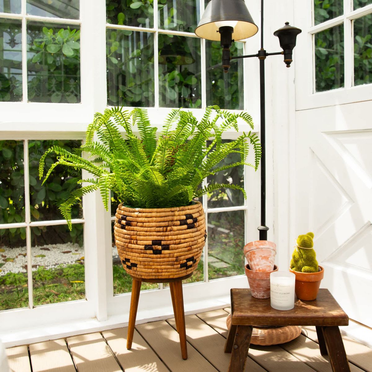 27-Inch UV Resistant Artificial Boston Fern Plant with Real Touch Leaves (Indoor/Outdoor)