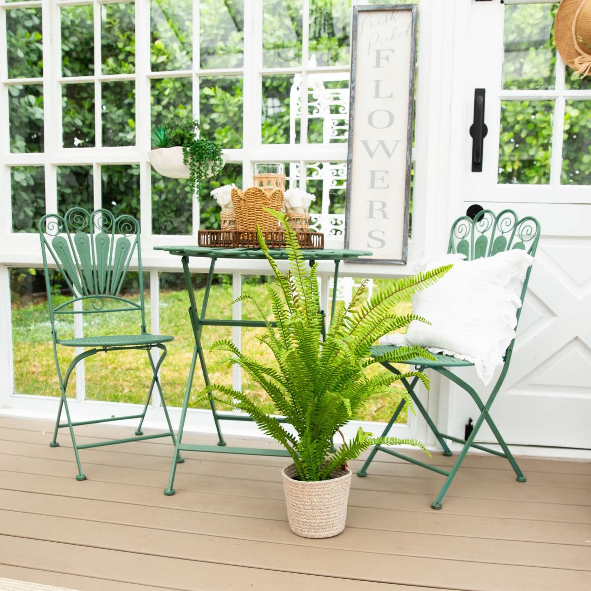 3-Foot UV Resistant Artificial Boston Fern Potted Plant with Real Touch Leaves (Indoor/Outdoor)