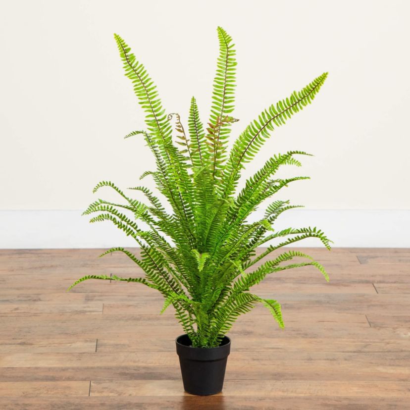 3-Foot UV Resistant Artificial Boston Fern Potted Plant with Real Touch Leaves (Indoor/Outdoor)