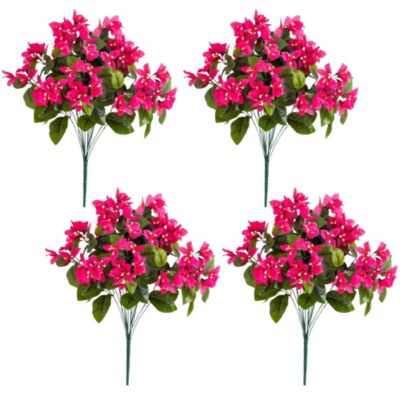 Nearly Natural 19-Inch UV Resistant Artificial Bougainvillea Bush (Indoor/Outdoor) - Set of 4