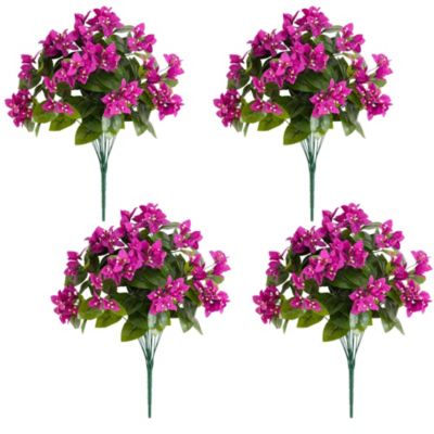 Nearly Natural 19-Inch UV Resistant Artificial Bougainvillea Bush (Indoor/Outdoor) - Set of 4
