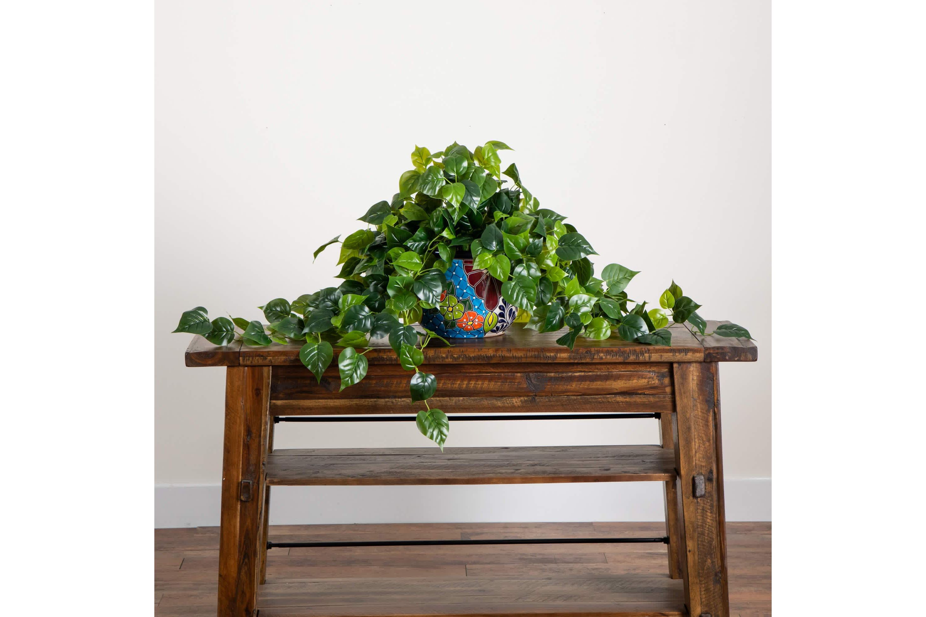 42-Inch  UV Resistant Artificial Philodendron in Handmade Mexican Talavera Ceramic Planter (Indoor/Outdoor)