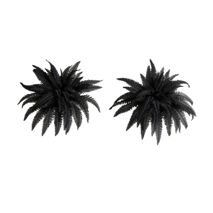 40-Inch Artificial Halloween Black Boston Fern - Set of 2
