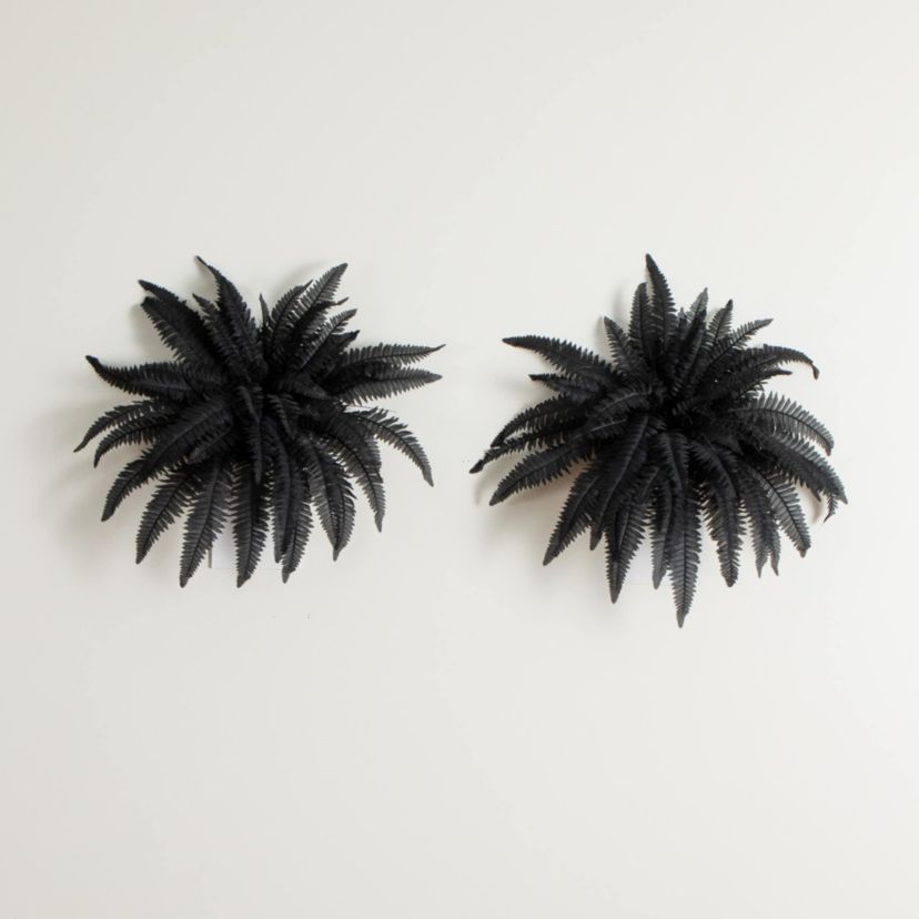 40-Inch Artificial Halloween Black Boston Fern - Set of 2