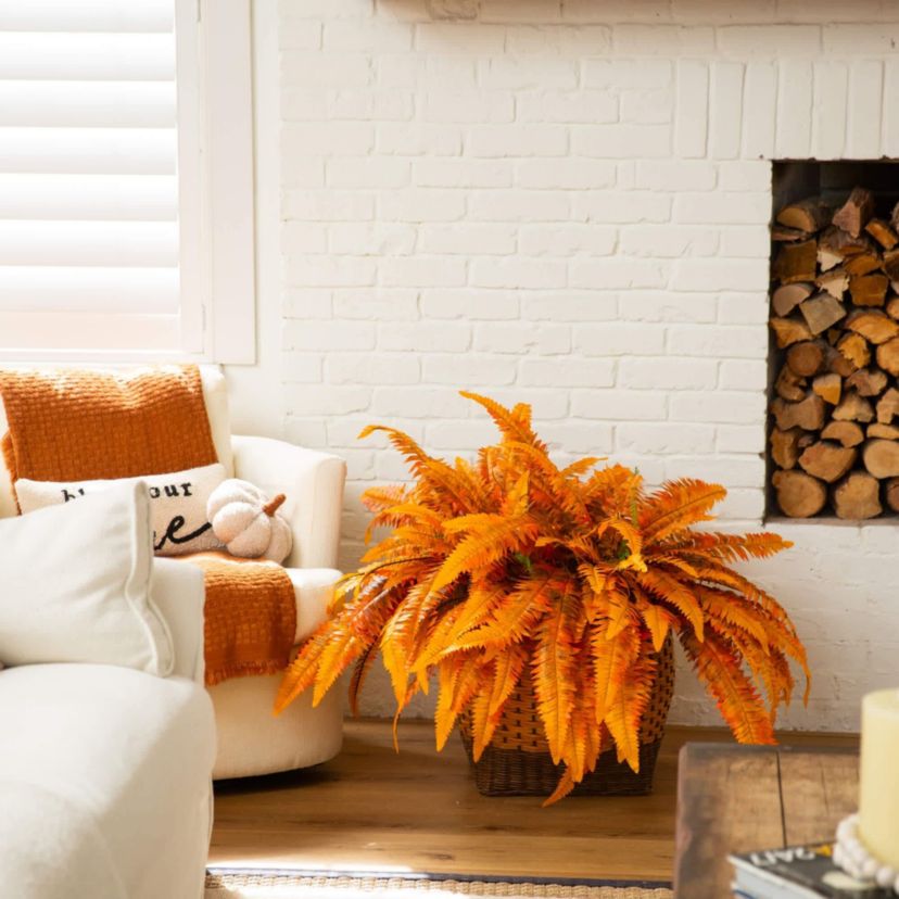 48-Inch Autumn Artificial Fall Boston Fern - Set of 2
