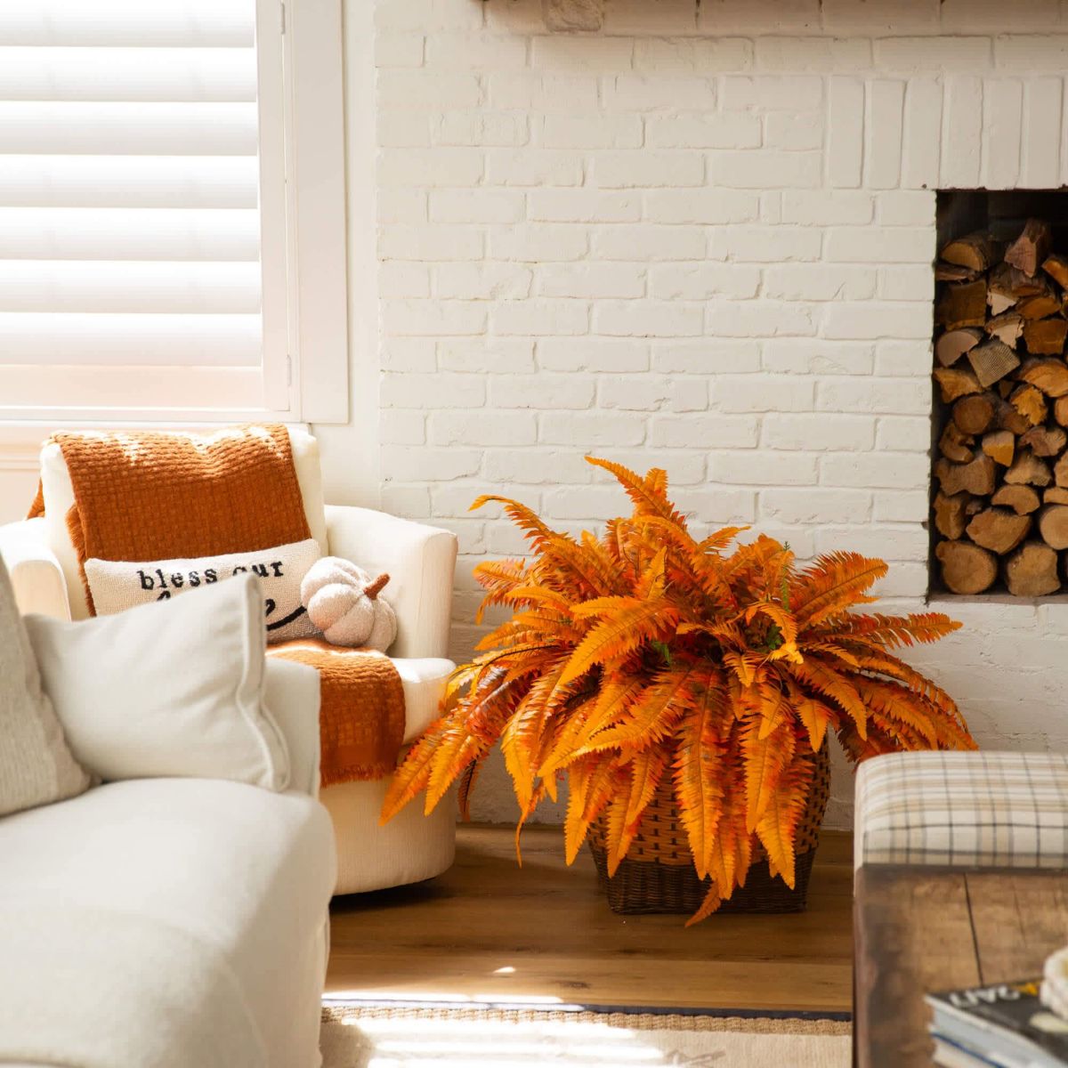 48-Inch Autumn Artificial Fall Boston Fern - Set of 2