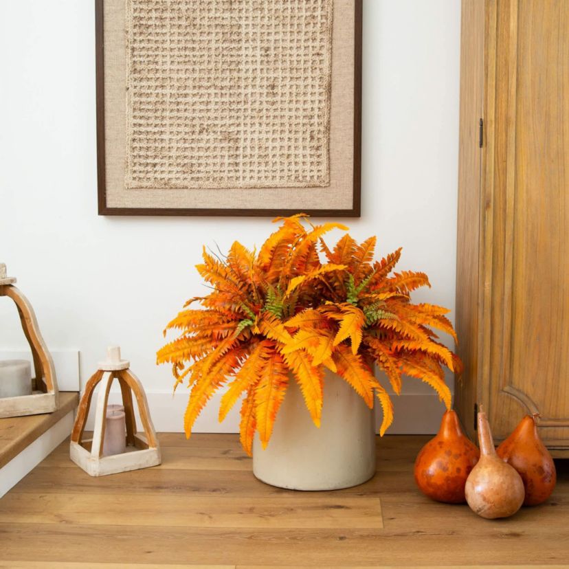 40-Inch Autumn Artificial Fall Boston Fern - Set of 2