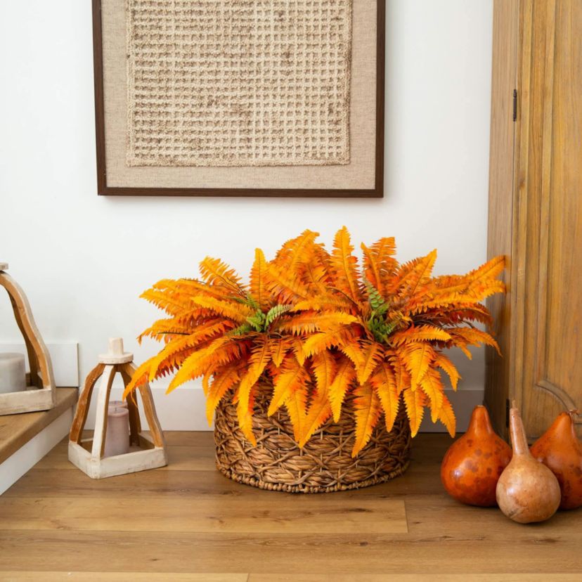 40-Inch Autumn Artificial Fall Boston Fern - Set of 2