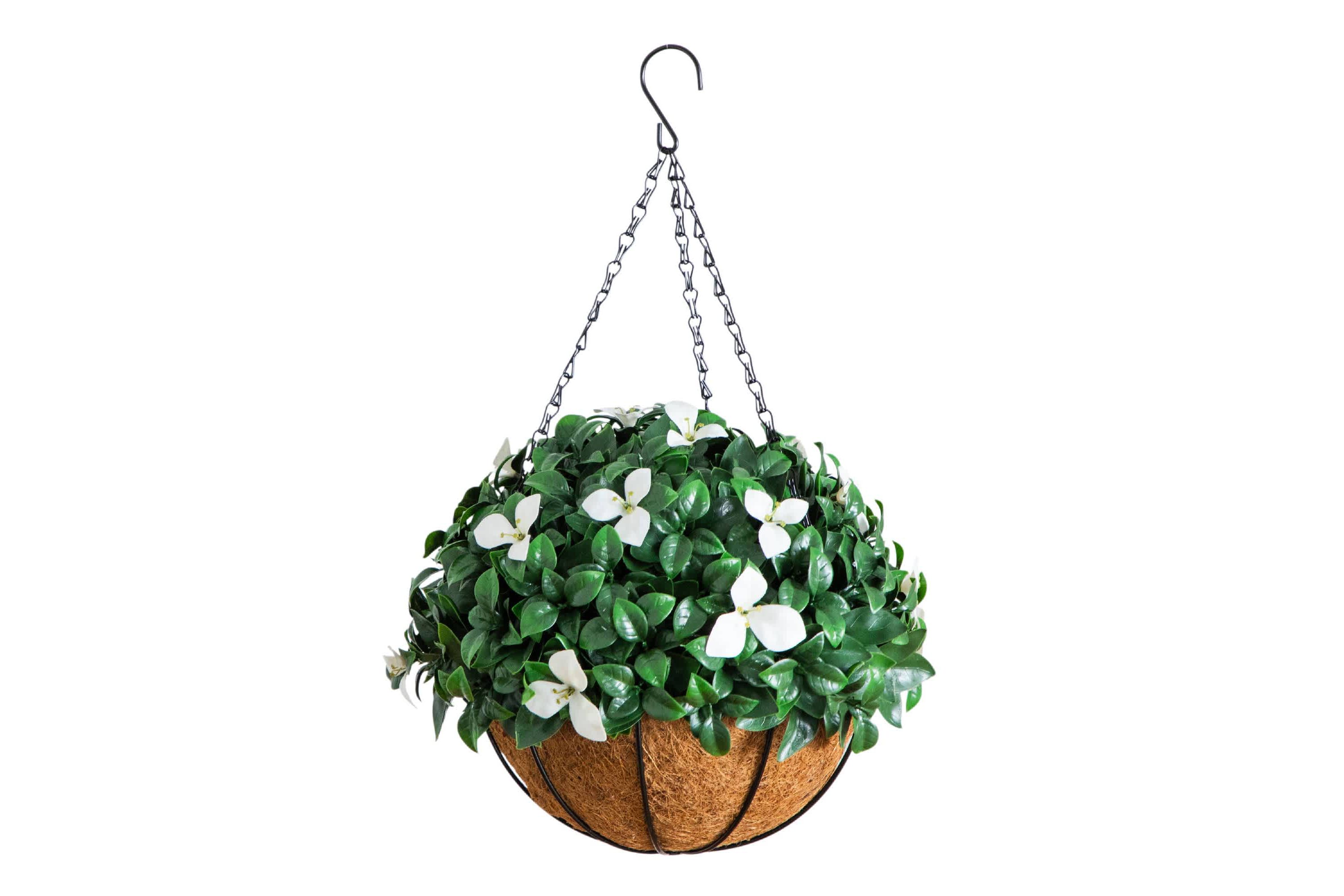 18-Inch UV Resistant Artificial Gardenia Hanging Basket (Indoor/Outdoor)