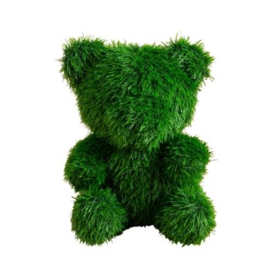 Nearly Natural 14-Inch UV Resistant Artificial Grass Garden Plush Topiary Bear (Indoor/Outdoor), Green