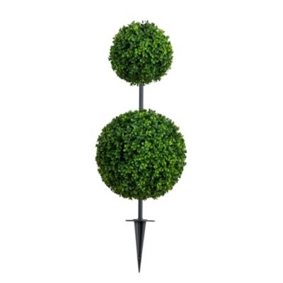 Nearly Natural 3-Foot UV Resistant Artificial Boxwood Topiary with Integrated Ground Stake (Indoor/Outdoor), Green