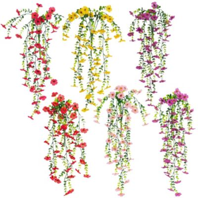 Nearly Natural 30-Inch UV Resistant Artificial Daisy Hanging Plant (Indoor/Outdoor) - Set of 6