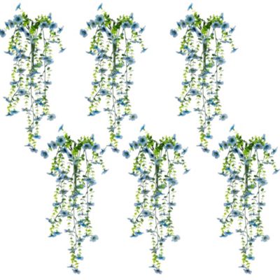 Nearly Natural 30-Inch UV Resistant Artificial Daisy Hanging Plant (Indoor/Outdoor) - Set of 6, Blue