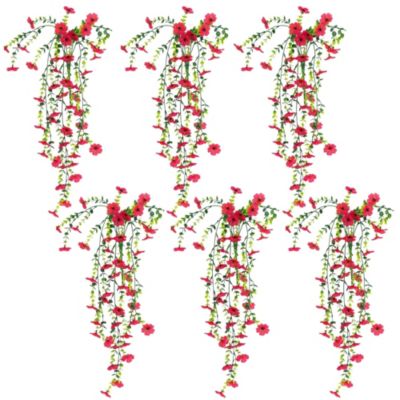 Nearly Natural 30-Inch UV Resistant Artificial Daisy Hanging Plant (Indoor/Outdoor) - Set of 6, Pink