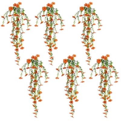 Nearly Natural 30-Inch UV Resistant Artificial Daisy Hanging Plant (Indoor/Outdoor) - Set of 6, Orange