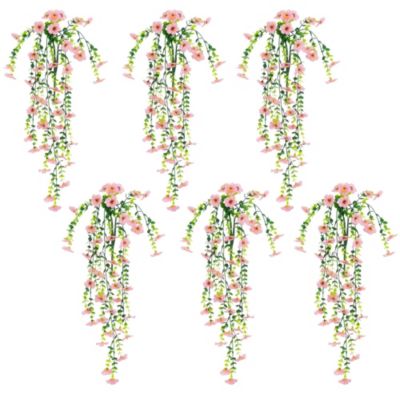 Nearly Natural 30-Inch UV Resistant Artificial Daisy Hanging Plant (Indoor/Outdoor) - Set of 6, Pink