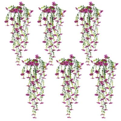 Nearly Natural 30-Inch UV Resistant Artificial Daisy Hanging Plant (Indoor/Outdoor) - Set of 6, Purple