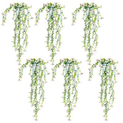Nearly Natural 30-Inch UV Resistant Artificial Daisy Hanging Plant (Indoor/Outdoor) - Set of 6, White