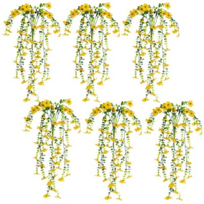 Nearly Natural 30-Inch UV Resistant Artificial Daisy Hanging Plant (Indoor/Outdoor) - Set of 6, Yellow
