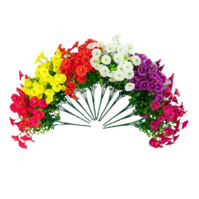 Nearly Natural 14-Inch UV Resistant Artificial Morning Glory Bush (Indoor/Outdoor) - Set of 12
