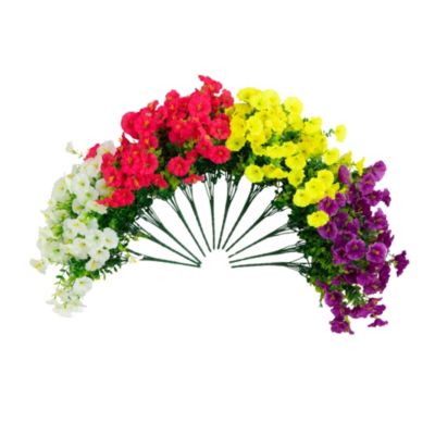 Nearly Natural 14-Inch UV Resistant Artificial Morning Glory Bush (Indoor/Outdoor) - Set of 12