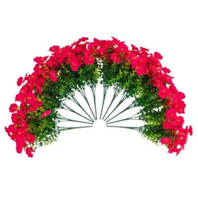 Nearly Natural 14-Inch UV Resistant Artificial Morning Glory Bush (Indoor/Outdoor) - Set of 12, Pink