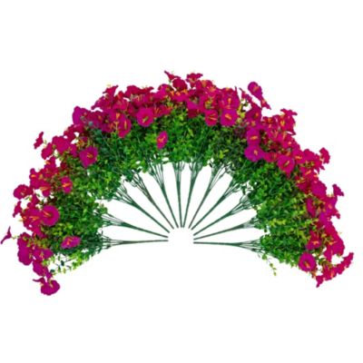 Nearly Natural 14-Inch UV Resistant Artificial Morning Glory Bush (Indoor/Outdoor) - Set of 12