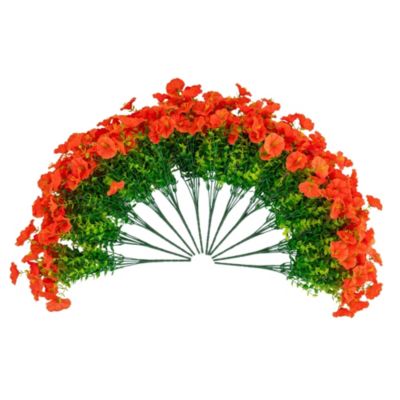 Nearly Natural 14-Inch UV Resistant Artificial Morning Glory Bush (Indoor/Outdoor) - Set of 12, Orange