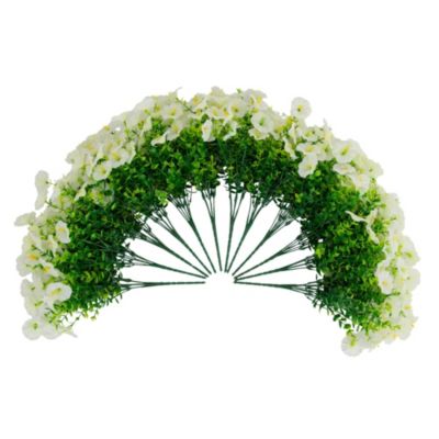 Nearly Natural 14-Inch UV Resistant Artificial Morning Glory Bush (Indoor/Outdoor) - Set of 12, White