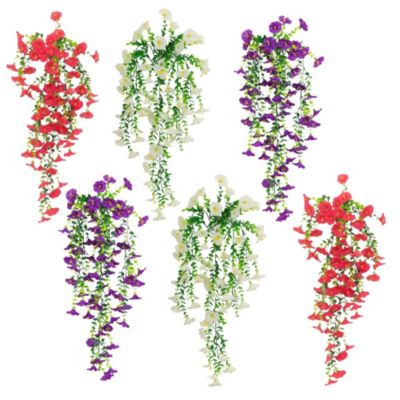 Nearly Natural 30-Inch UV Resistant Artificial Morning Glory Hanging Plant (Indoor/Outdoor) - Set of 6