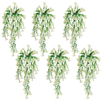 Nearly Natural 30-Inch UV Resistant Artificial Morning Glory Hanging Plant (Indoor/Outdoor) - Set of 6, White