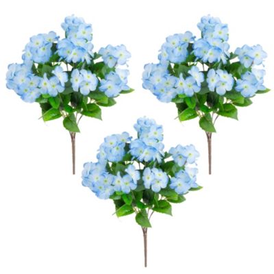 Nearly Natural 19-Inch UV Resistant Artificial Hydrangea Bush (Indoor/Outdoor) - Set of 3
