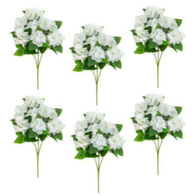 Nearly Natural 14-Inch UV Resistant Artificial Hydrangea Bush (Indoor/Outdoor) - Set of 6