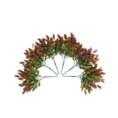 Nearly Natural 16-Inch UV Resistant Artificial Ruscus Bush (Indoor/Outdoor) - Set of 6, Red