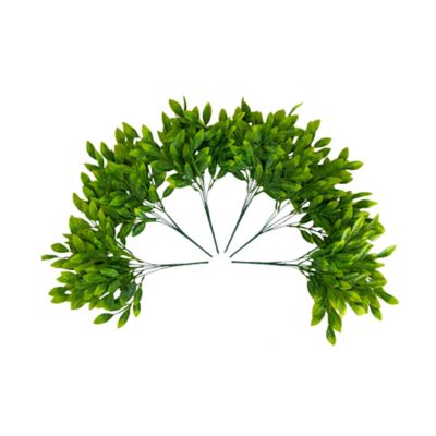 Nearly Natural 16-Inch UV Resistant Artificial Ruscus Bush (Indoor/Outdoor) - Set of 6