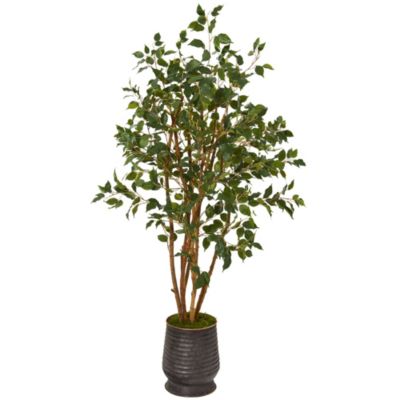 4.5-Foot Ficus Artificial Tree in Ribbed Metal Planter