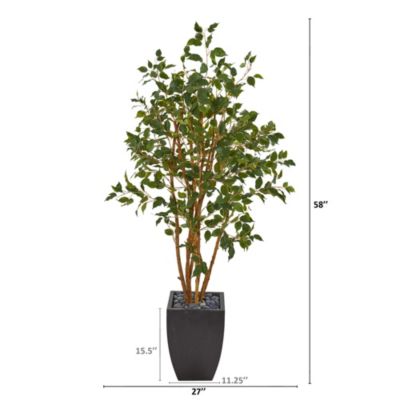 58-Inch Ficus Artificial Tree in Black Planter