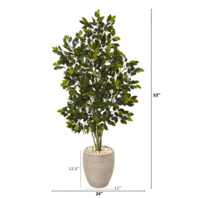 53-Inch Ficus Artificial Tree in Sand Colored Planter