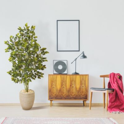 53-Inch Ficus Artificial Tree in Sand Colored Planter