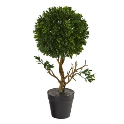Nearly Natural 15-Inch Boxwood Topiary Artificial Tree UV Resistant (Indoor/Outdoor), Green