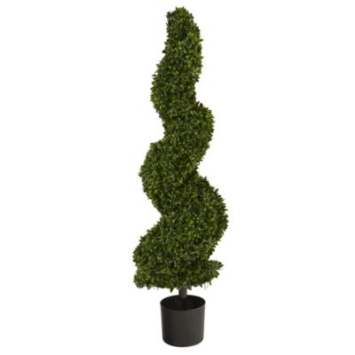 4-Foot Spiral Hazel Leaf Artificial Topiary Tree UV Resistant (Indoor/Outdoor)
